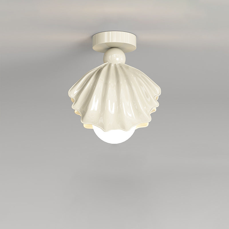 Contemporary Creative Shell Iron Resin Acrylic LED Semi-Flush Mount Ceiling Light For Living Room