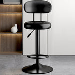 Contemporary Luxury Round Leather Upholstered Swivel Bar Stool Height Adjustable Footrest For Dining Room