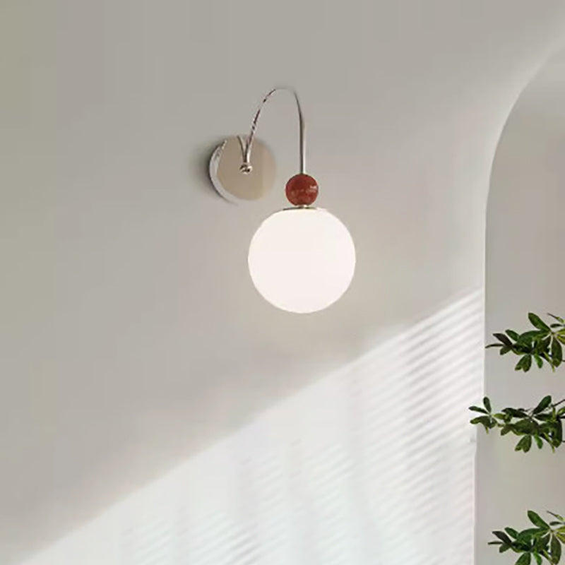 Modern Minimalist Round Ball Iron Glass 1-Light Wall Sconce Lamp For Living Room