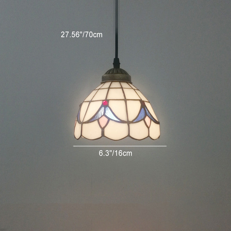 Traditional Tiffany Half Round Glass 1-Light Pendant Light For Bedroom