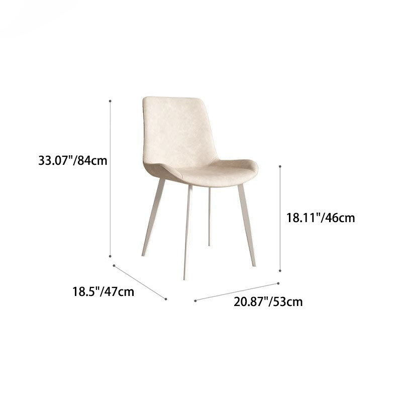 Contemporary Scandinavian Leather Carbon Steel Sponge Square Curved Dinining Chair Backrest For Dining Room