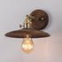 Contemporary Vintage Round Wood Grain Brass Wood 1-Light Wall Sconce Lamp For Living Room