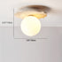 Traditional Japanese Yellow Travertine Spherical Glass Shade 1-Light Semi-Flush Mount Ceiling Light For Living Room