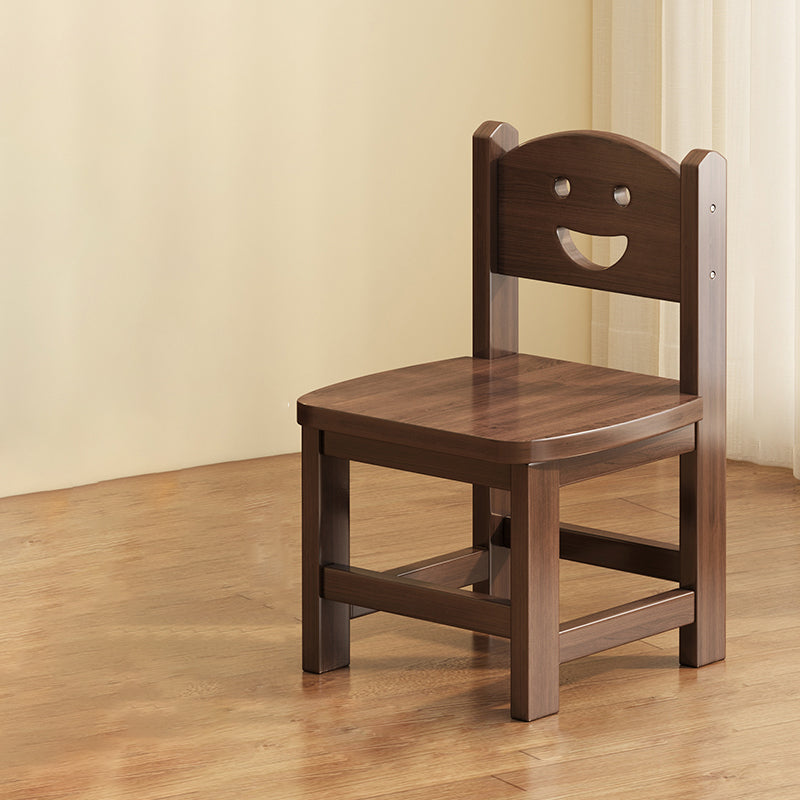 Traditional Vintage Square Smile Wood Curved Frame Dining Chair Backrest Armless For Dining Room