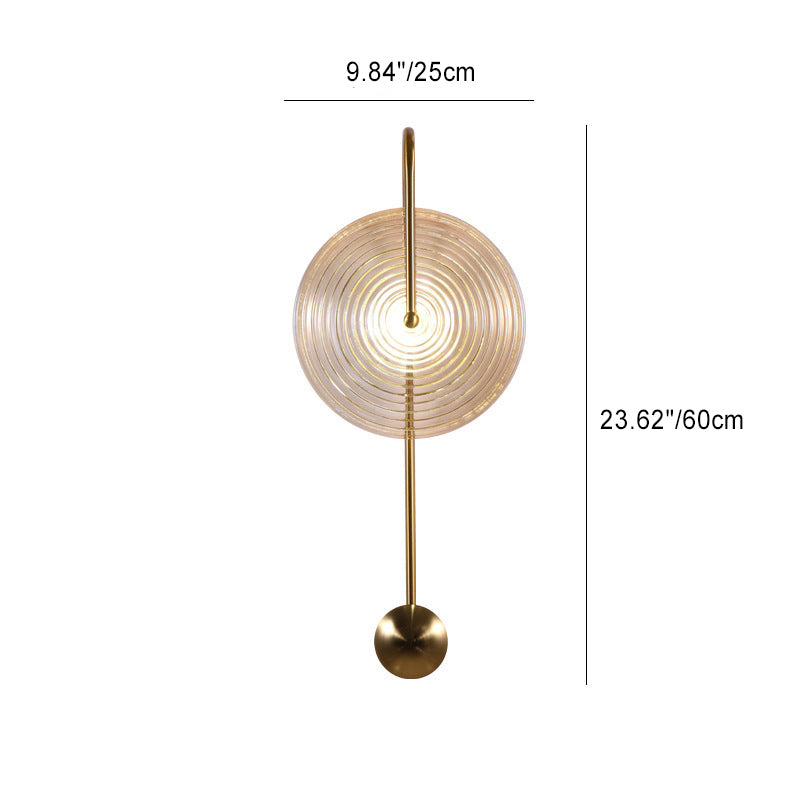 Contemporary Nordic Round Ripple Iron Glass LED Wall Sconce Lamp For Living Room