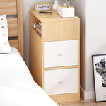 Contemporary Scandinavian Square Tabletop Artificial Panel Nightstand 2-Drawer For Bedroom