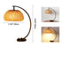 Traditional Chinese Curved Pole Round Mesh Shade Iron Bamboo 1-Light Table Lamp For Bedroom