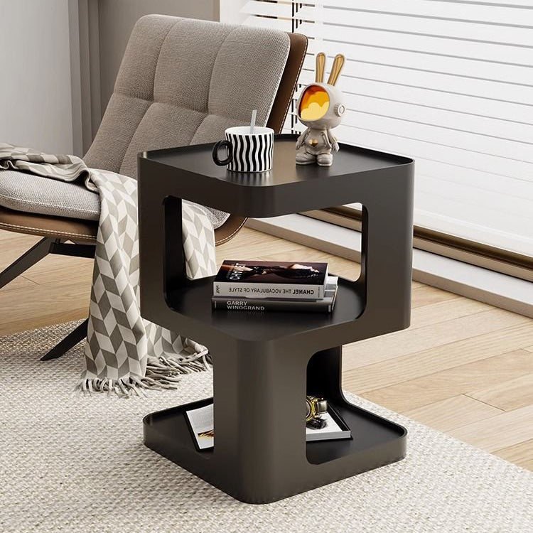 Contemporary Nordic Square Rectangular Iron End Table 3-Tier For Living Room