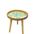 Traditional Rustic Handmade Shell Round Wood Rattan Side Table For Living Room