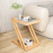 Modern Minimalist Rectangular Z-Shape Glass Bamboo Side Table For Living Room