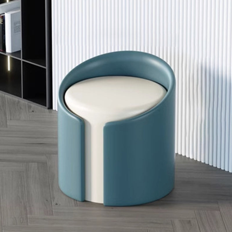 Modern Minimalist Leather Wood Sponge Round Cylinder Footstool Backrest Armless For Entryways