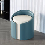 Modern Minimalist Leather Wood Sponge Round Cylinder Footstool Backrest Armless For Entryways