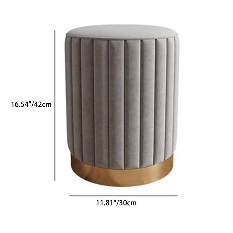 Modern Minimalist Round Velvet Top Metal Base Vanity Stool For Bedroom