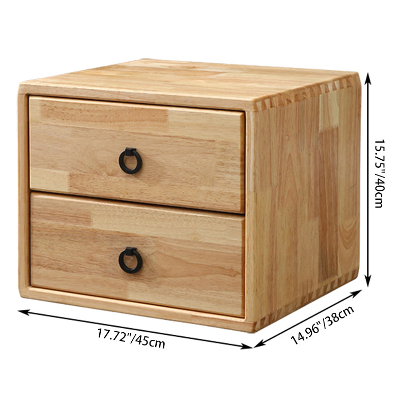 Modern Simplicity Square Rubber Wood Metal Nightstand 1/2 Drawer For Bedside