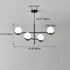Modern Mid-century Iron Long Rod Glass Globe Shade 4/6-Light Chandelier For Dining Room