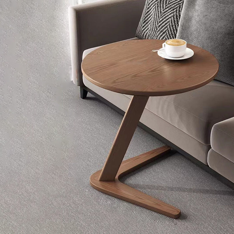 Contemporary Nordic Round Triangle Base Wood Coffee Table For Living Room