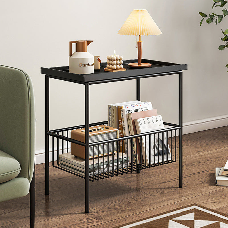 Modern Minimalist Rectangular Iron End Table 2-Tier For Living Room