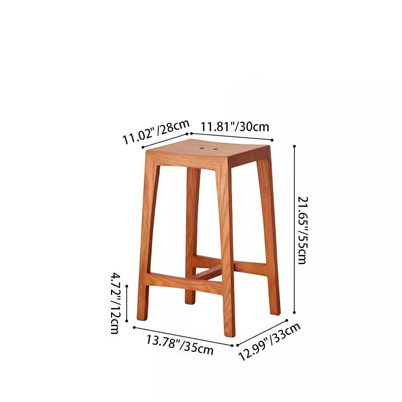 Modern Minimalist Rectangular Wooden Bar Stool Footrest For Dining Room