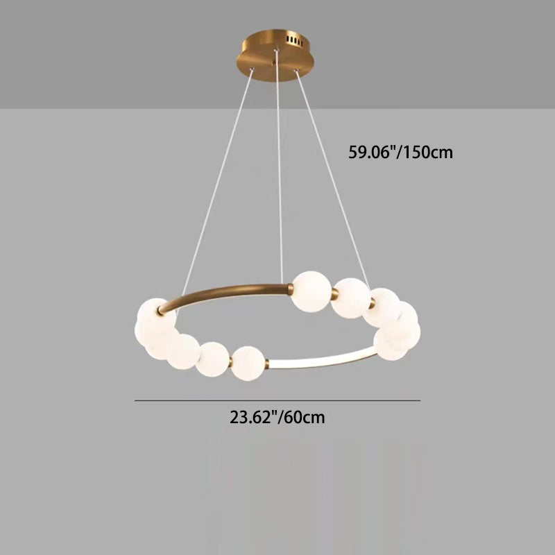 Modern Minimalist Round Aluminum Glass LED Chandelier For Living Room