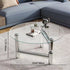 Modern Minimalist Round Cylinder Base Glass Stainless Steel Coffee Table For Living Room