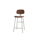 Contemporary Industrial Curved PU Leather Iron Legs Bar Stool Backrest Footrest For Dining Room