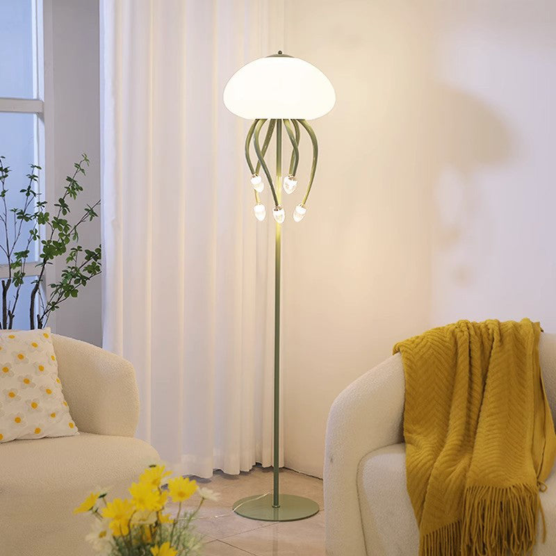 Modern Art Deco Iron Acrylic Jellyfish LED Standing Floor Lamp For Living Room