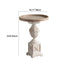 Traditional European Round Wood Roman Column Carving Side Table For Living Room