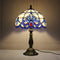 Traditional Tiffany Stained Glass Dome Shade Lotus Alloy Base 1-Light Table Lamp For Bedroom