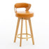 Contemporary Simplicity Round PU Leather Upholstered Bar Stool Low Back Footrest For Dining Room