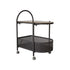 Contemporary Simplicity Round Glass Top Rolling Side Table 2-Tier Storage Iron Basket For Living Room