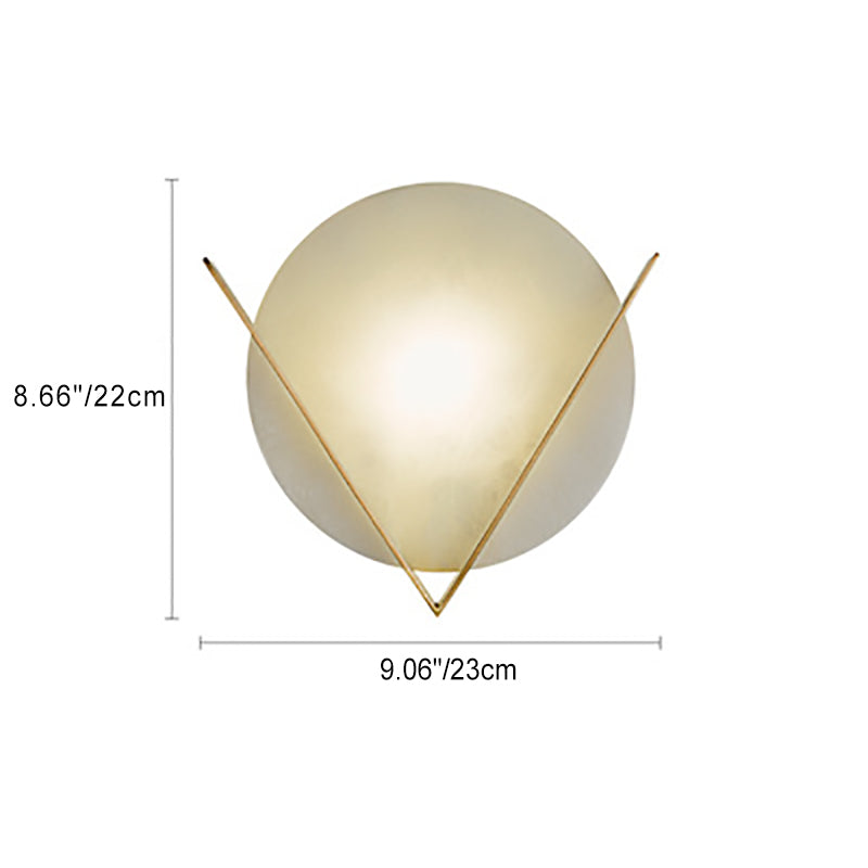 Modern Minimalist Round Copper Marble LED Wall Sconce Lamp For Bedroom