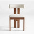 Contemporary Retro Half Round Upholstered Fabric Wood Dining Chair Curved Backrest For Dining Room