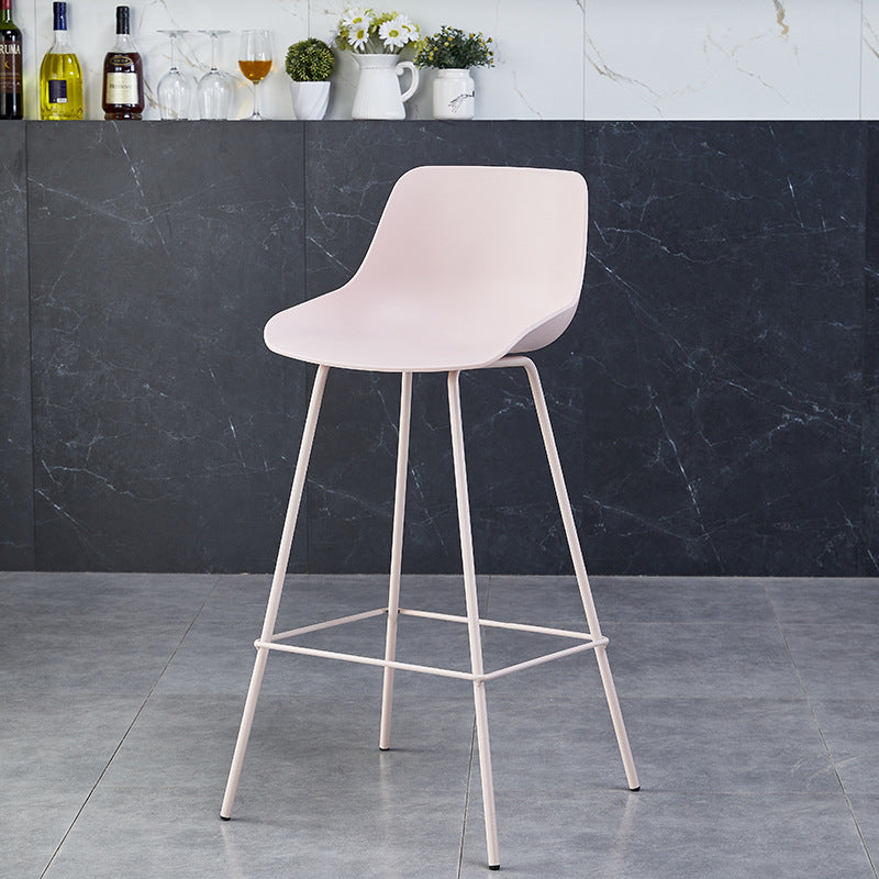 Contemporary Simplicity Curved Plastic Solid Color Bar Stool Backrest Footrest For Dining Room