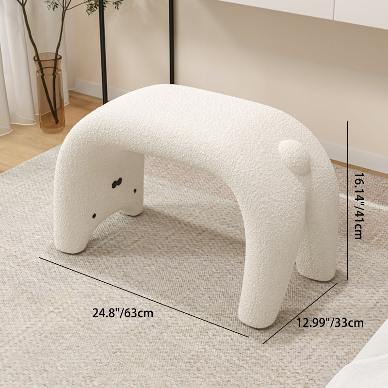 Contemporary Creative Curved Faux Fur Cat Design Vanity Stool Armless For Living Room