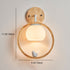 Contemporary Scandinavian Round Bird Wood Glass 1-Light Wall Sconce Lamp For Bedroom