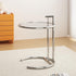 Modern Minimalist Round Tabletop Stainless Steel Tempered Glass Side Table Extendable For Living Room