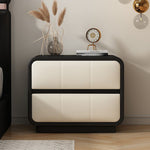 Contemporary Simplicity Square Microfiber Leather Wood Frame End Table 2-Drawer For Bedroom