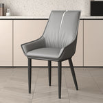 Contemporary Nordic Square Leather Upholstered Dining Chair Backrest Armrest For Dining Room