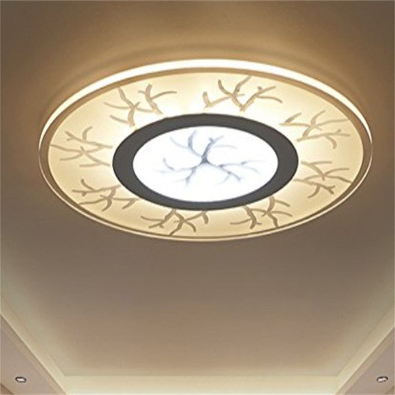 Modern Simplicity Iron Acrylic Round Flower Leave LED Flush Mount Ceiling Light For Living Room