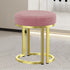 Modern Luxury Cylindrical Cotton Linen Leather Velvet Fabric Iron Vanity Stool For Bedroom