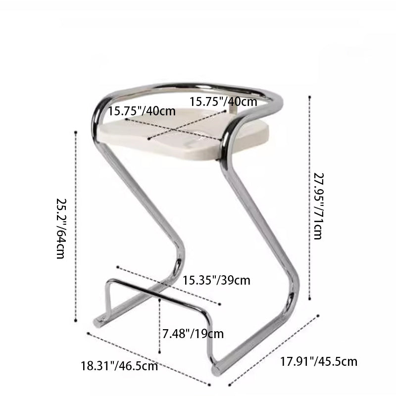 Contemporary Creative Square Plastic ABS Iron Dining Chair Backless Armless For Dining Room