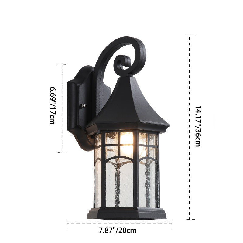 Traditional European Waterproof Aluminum Glass Conical Prism 1-Light Wall Sconce Lamp For Garden