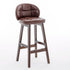 Modern Minimalist Square Wood Leather Foam Bar Stool With Four Legs Backrest For Dining Room