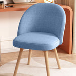 Contemporary Nordic Curved Fabric Upholstered Wood Legs Vanity Stool Backrest For Bedroom