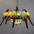 Traditional Tiffany Dome Parrot Alloy Stained Glass 8-Light Chandelier For Living Room