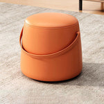 Modern Minimalist Round Column Cotton Linen Leather Wood Chair Backless Armless For Living Room