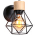 Contemporary Luxury Iron Wood Polygon Diamond 1-Light Wall Sconce Lamp For Bedroom