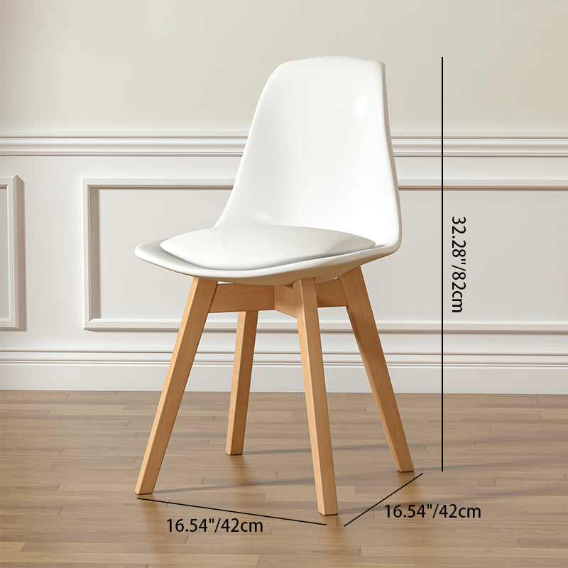 Contemporary Scandinavian Square Trapezoidal Upholstered Cushion Solid Wood Dining Chair Backrest Armless For Dining Room