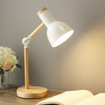 Modern Minimalist Macaron Round Horn Wood Iron 1-Light Table Lamp For Bedroom