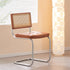 Contemporary Vintage Square Rattan Leather Iron Chair Backrest For Living Room